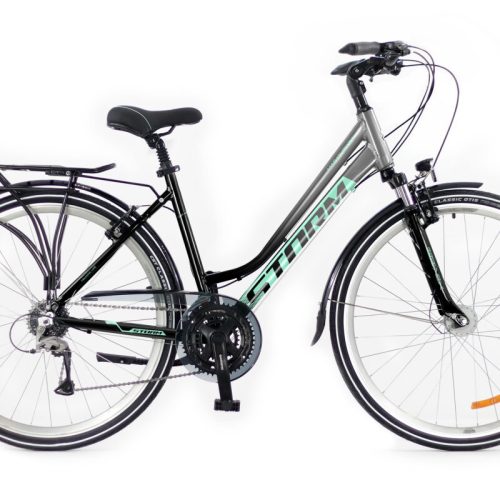 Rower trekkingowy STORM MARATHON 6.0 Lady czarny-turkus M